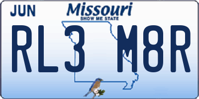 MO license plate RL3M8R
