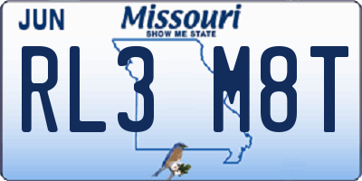 MO license plate RL3M8T