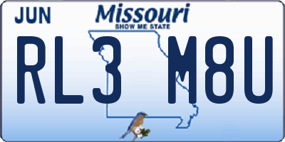MO license plate RL3M8U