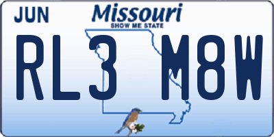 MO license plate RL3M8W