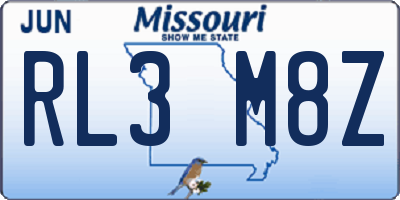 MO license plate RL3M8Z