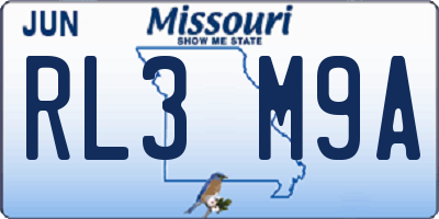 MO license plate RL3M9A