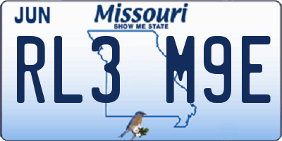 MO license plate RL3M9E