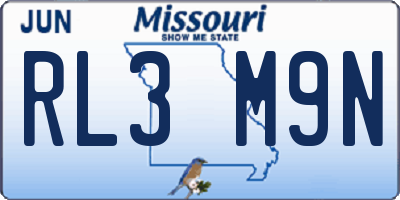 MO license plate RL3M9N