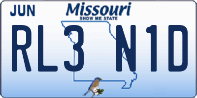 MO license plate RL3N1D