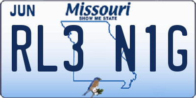 MO license plate RL3N1G