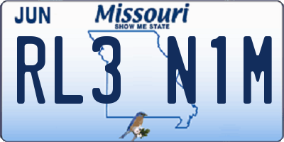 MO license plate RL3N1M