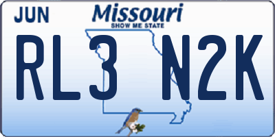 MO license plate RL3N2K