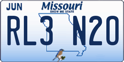 MO license plate RL3N2O
