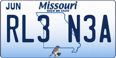 MO license plate RL3N3A