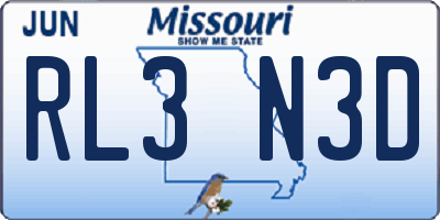 MO license plate RL3N3D