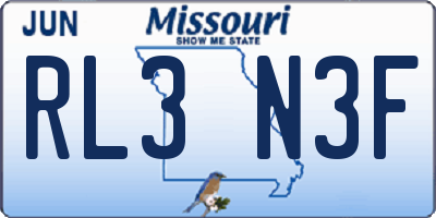 MO license plate RL3N3F