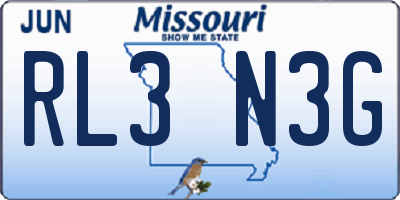 MO license plate RL3N3G