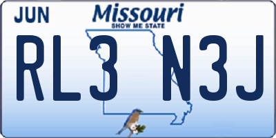 MO license plate RL3N3J