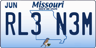 MO license plate RL3N3M