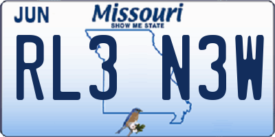 MO license plate RL3N3W