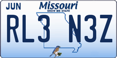 MO license plate RL3N3Z