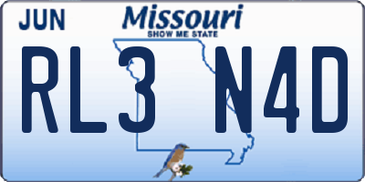 MO license plate RL3N4D