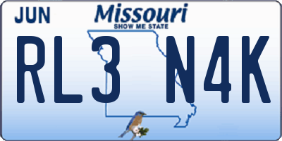 MO license plate RL3N4K