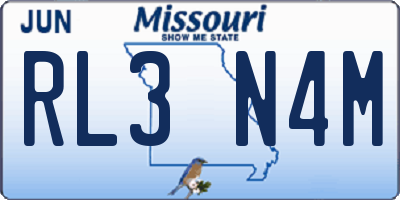 MO license plate RL3N4M
