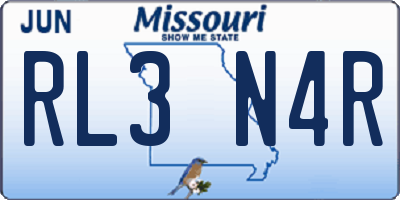 MO license plate RL3N4R