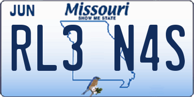 MO license plate RL3N4S