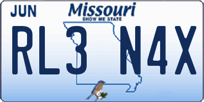 MO license plate RL3N4X