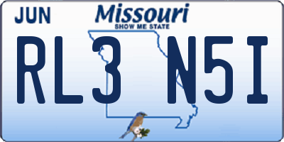 MO license plate RL3N5I