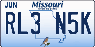 MO license plate RL3N5K
