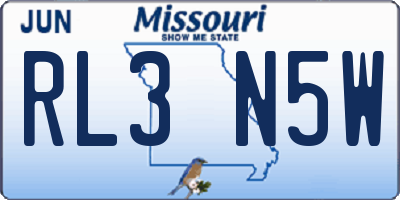 MO license plate RL3N5W
