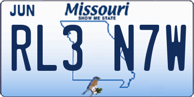 MO license plate RL3N7W