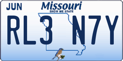 MO license plate RL3N7Y