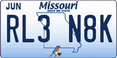 MO license plate RL3N8K