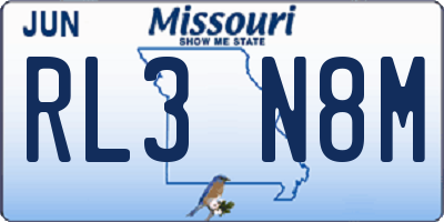 MO license plate RL3N8M