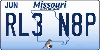 MO license plate RL3N8P