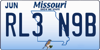 MO license plate RL3N9B