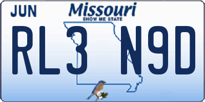 MO license plate RL3N9D