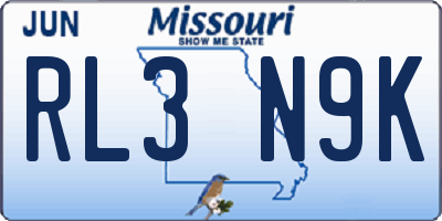 MO license plate RL3N9K