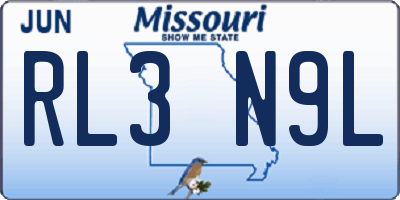 MO license plate RL3N9L