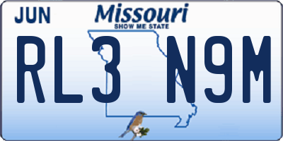 MO license plate RL3N9M