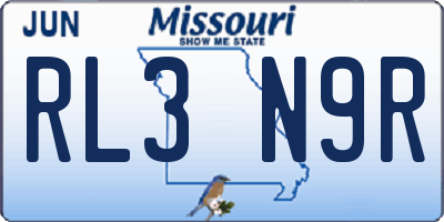 MO license plate RL3N9R