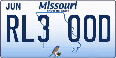 MO license plate RL3O0D