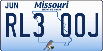 MO license plate RL3O0J
