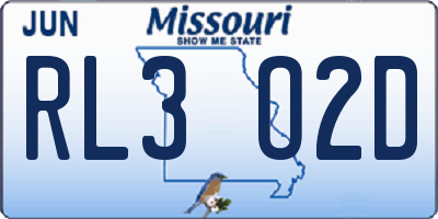 MO license plate RL3O2D