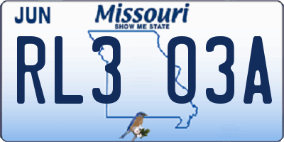 MO license plate RL3O3A