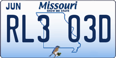 MO license plate RL3O3D