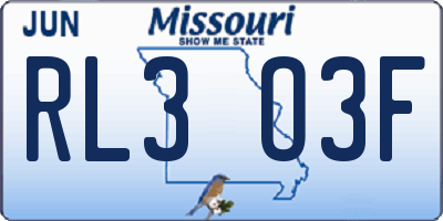 MO license plate RL3O3F