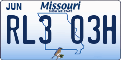 MO license plate RL3O3H