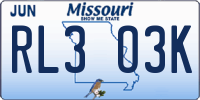MO license plate RL3O3K