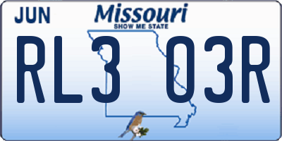 MO license plate RL3O3R